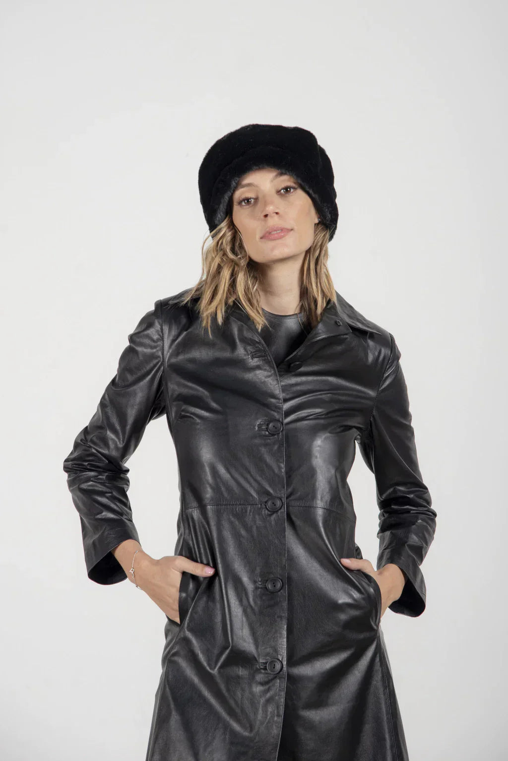 Ace Black Leather Coat For Women