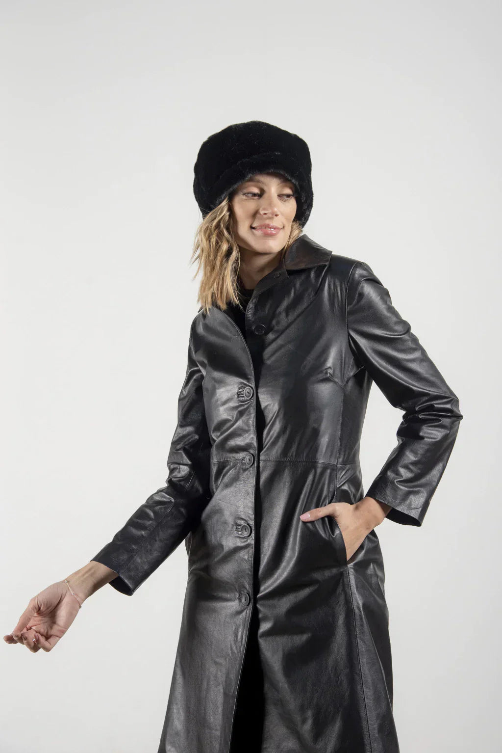 Ace Black Leather Coat For Women