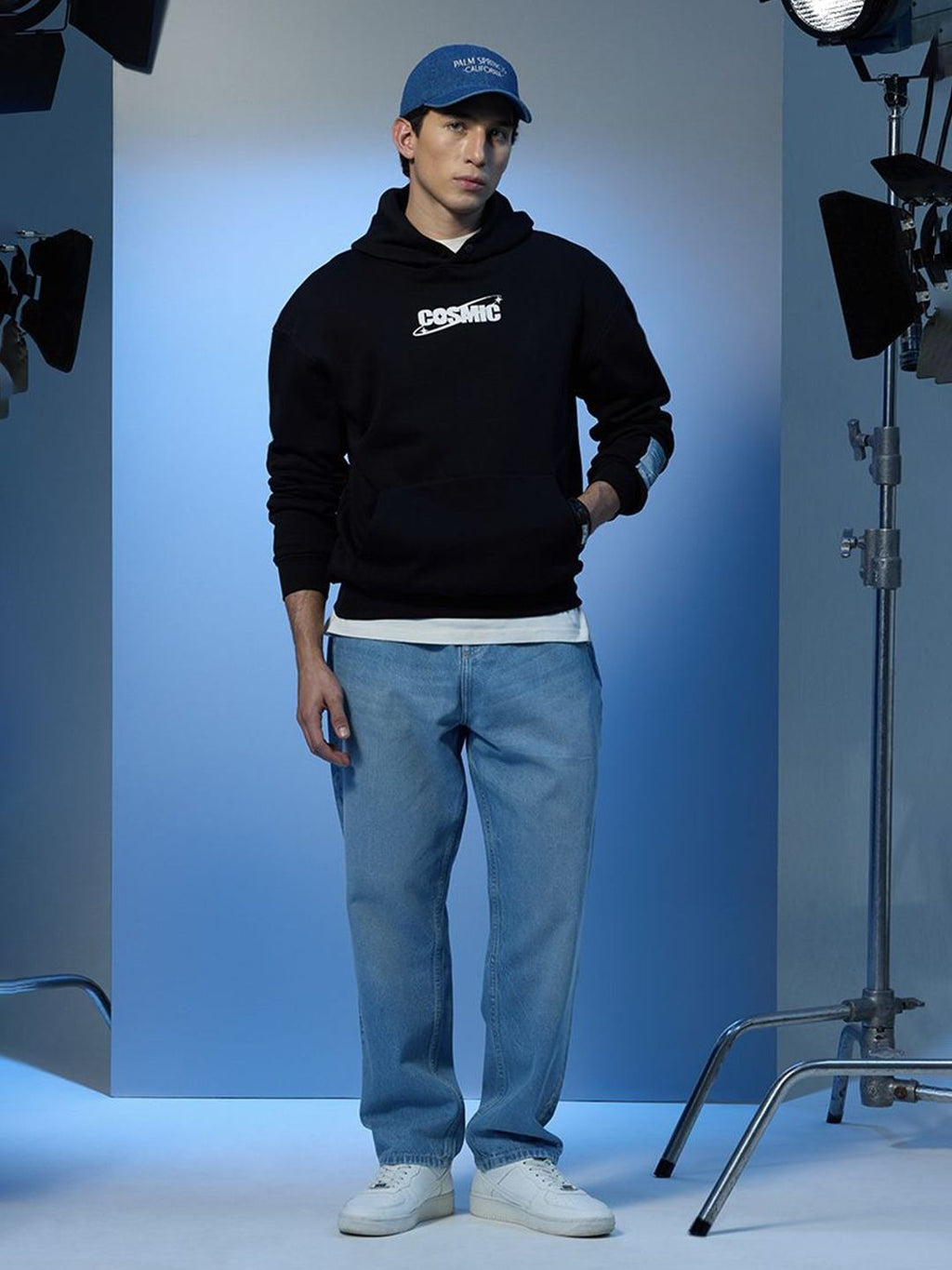 Stars Within Cosmic Black Oversized Hoodie – Trendy Streetwear Hoodie for Men & Women in Pakistan | HARCHIZ