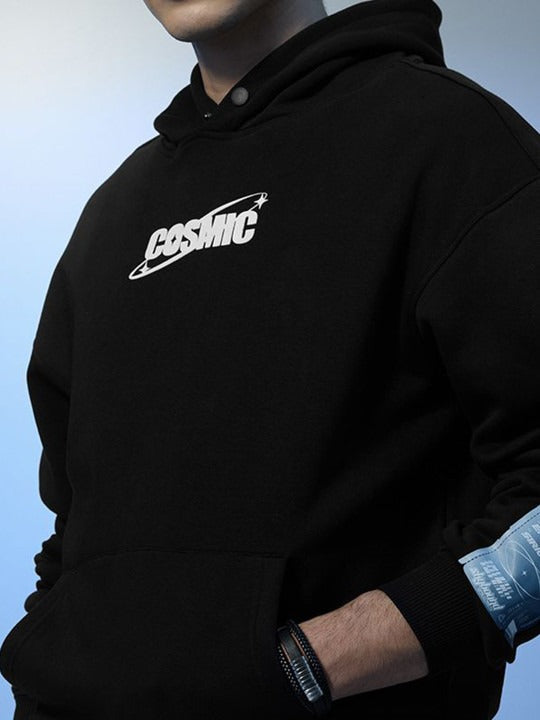 Stars Within Cosmic Black Oversized Hoodie – Trendy Streetwear Hoodie for Men & Women in Pakistan | HARCHIZ