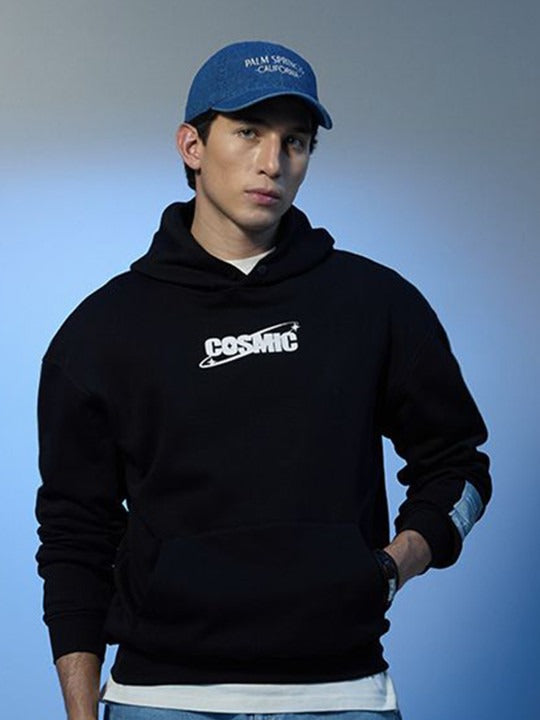 Stars Within Cosmic Black Oversized Hoodie – Trendy Streetwear Hoodie for Men & Women in Pakistan | HARCHIZ