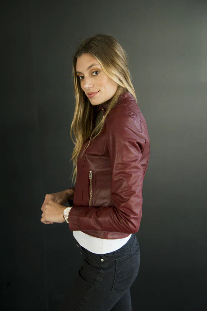 Brown Derby Women Biker Leather Jacket