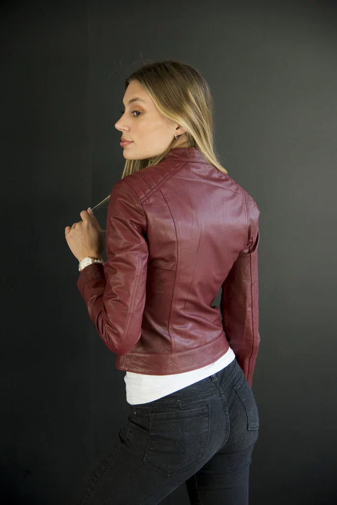 Brown Derby Women Biker Leather Jacket