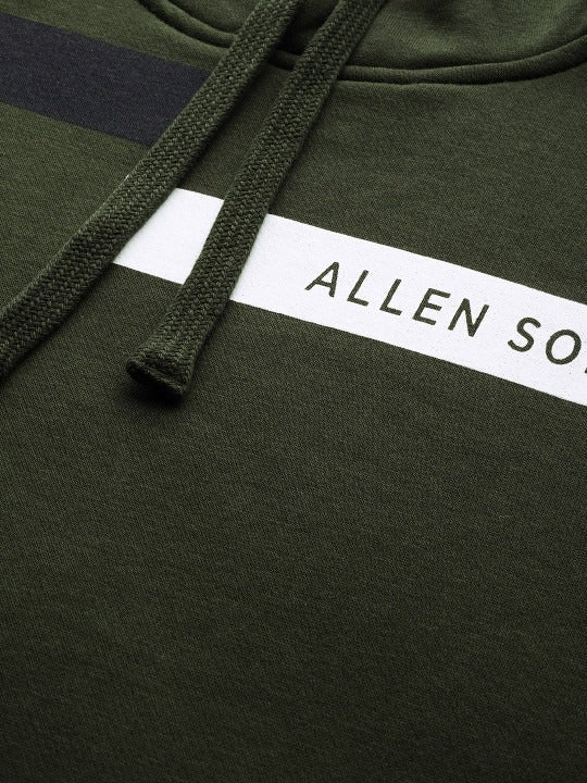 Men Olive Green Hooded Sweatshirt with Brand Logo Print – Winter Wear in Pakistan
