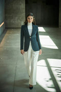 HARCHIZ Navy Bandetta Women Blazer with Plastron Pockets