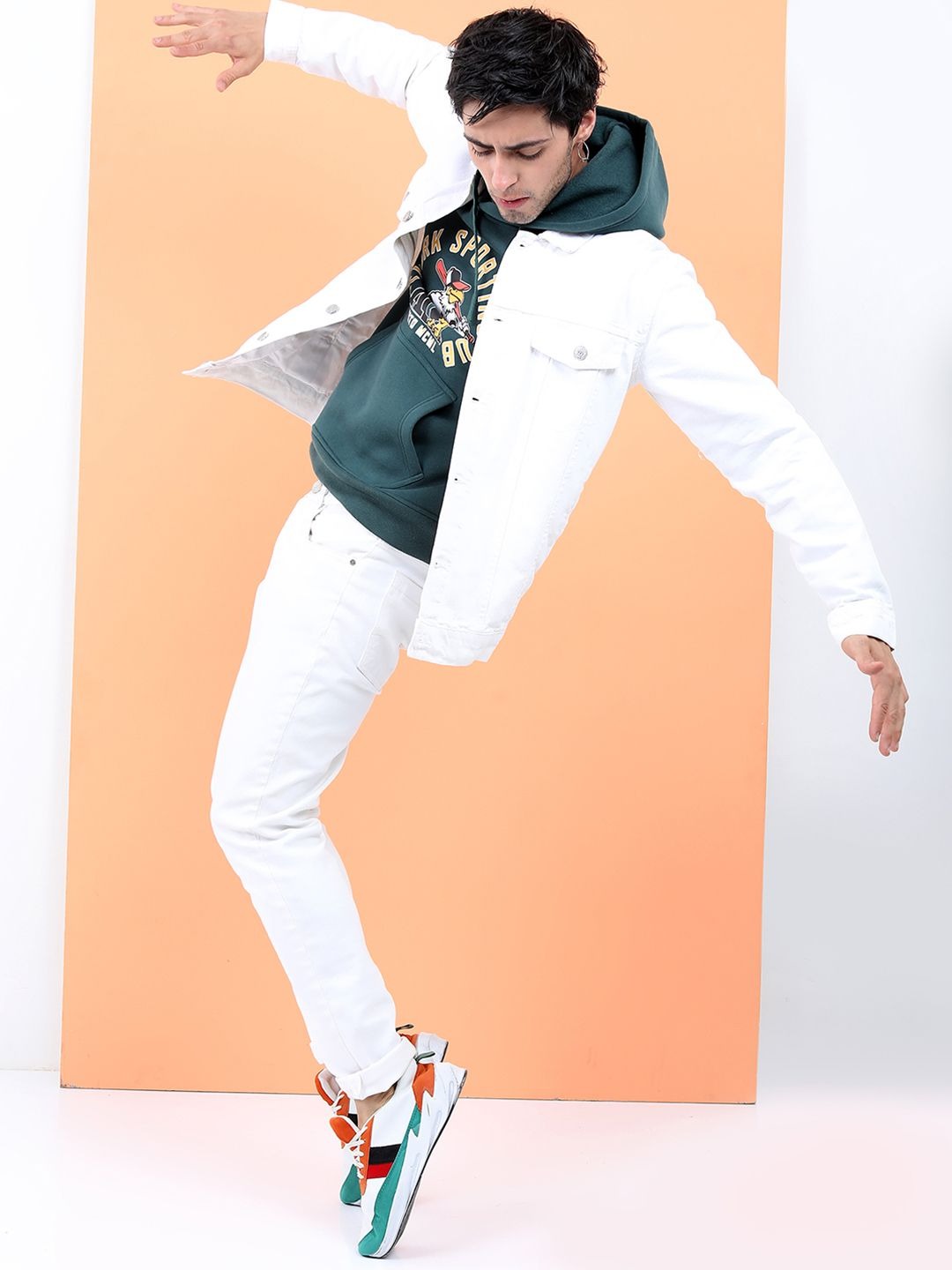Men White Solid Denim Jacket – Breathable Summer Outerwear for Pakistani Style | HARCHIZ