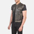 HARCHIZ Moto Distressed Brown Leather Vest