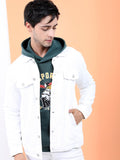 Men White Solid Denim Jacket – Breathable Summer Outerwear for Pakistani Style | HARCHIZ