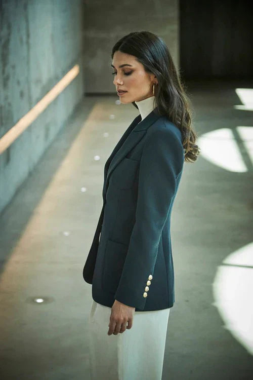 Ace Navy Bandetta Women Blazer with Plastron Pockets