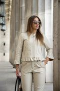 Beige Felicitas Women Biker Leather Jacket