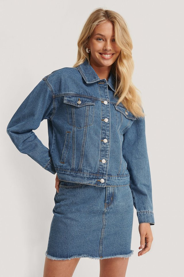 Harchiz Women Blue Solid Trendy Denim-Style Jacket