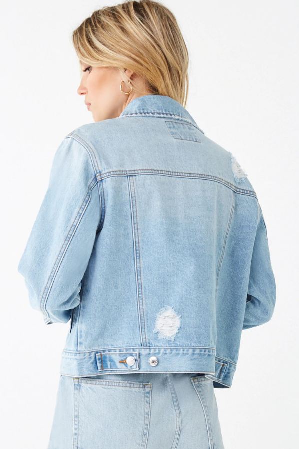 Harchiz Women Light Blue Casual Denim Jacket – Elegant Everyday Style