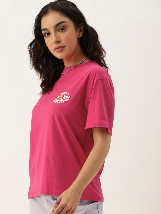 Typography Printed Longline Cotton T-Shirt Women Pakistan