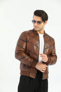 HARCHIZ Taranto Brown Leather Jacket Men