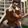 Men's Bomber Leather Jacket - Suede Leather