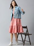 Women Washed Lightweight Outdoor Denim Jacket with Patchwork – Breathable Stylish Outerwear for Pakistan | DOCACCA