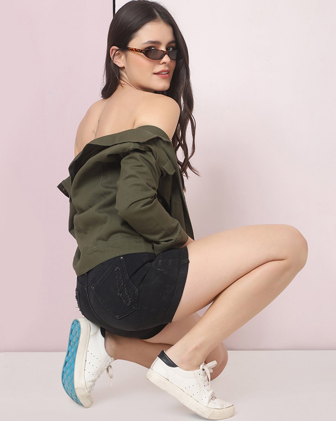 Harchiz Women Olive Green Denim Jacket – Bold, Stylish & Versatile