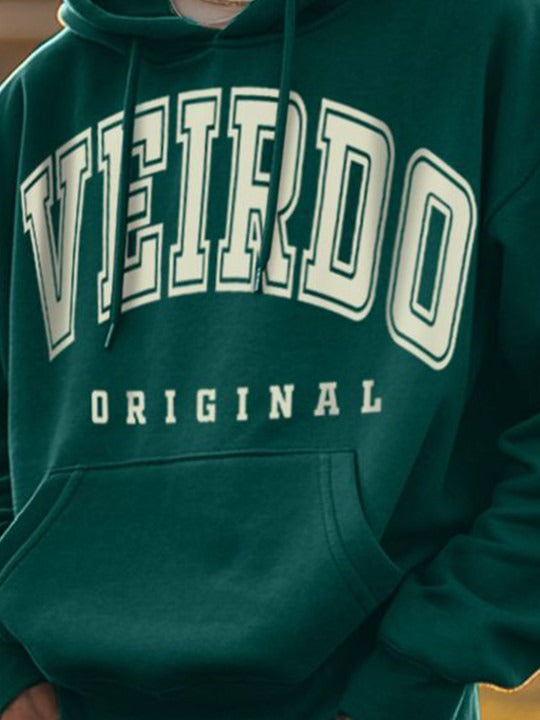 Men Green Typographic Print Oversized Cotton Fleece Hoodie Pullover – Stylish Winter Sweatshirt in Pakistan