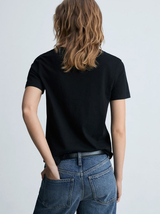 Women V-Neck Pure Cotton T-Shirt