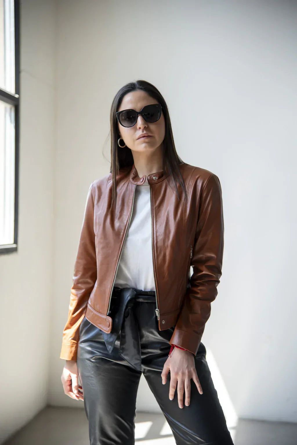 Brown Women's Biker Leather Jacket