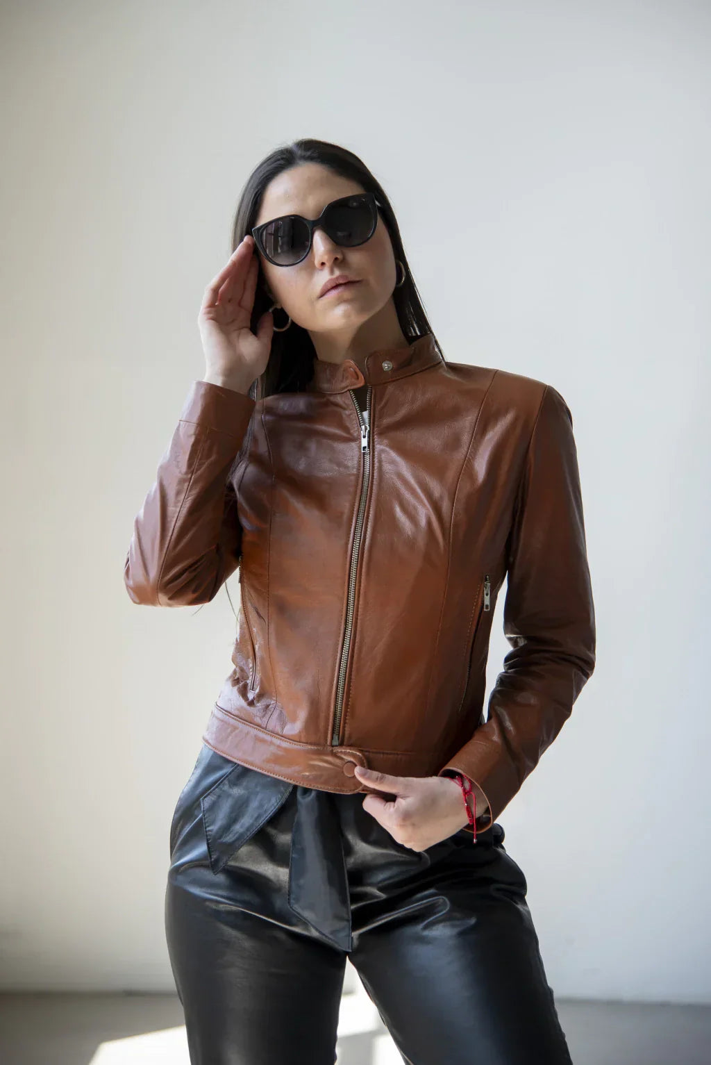 Brown Women's Biker Leather Jacket