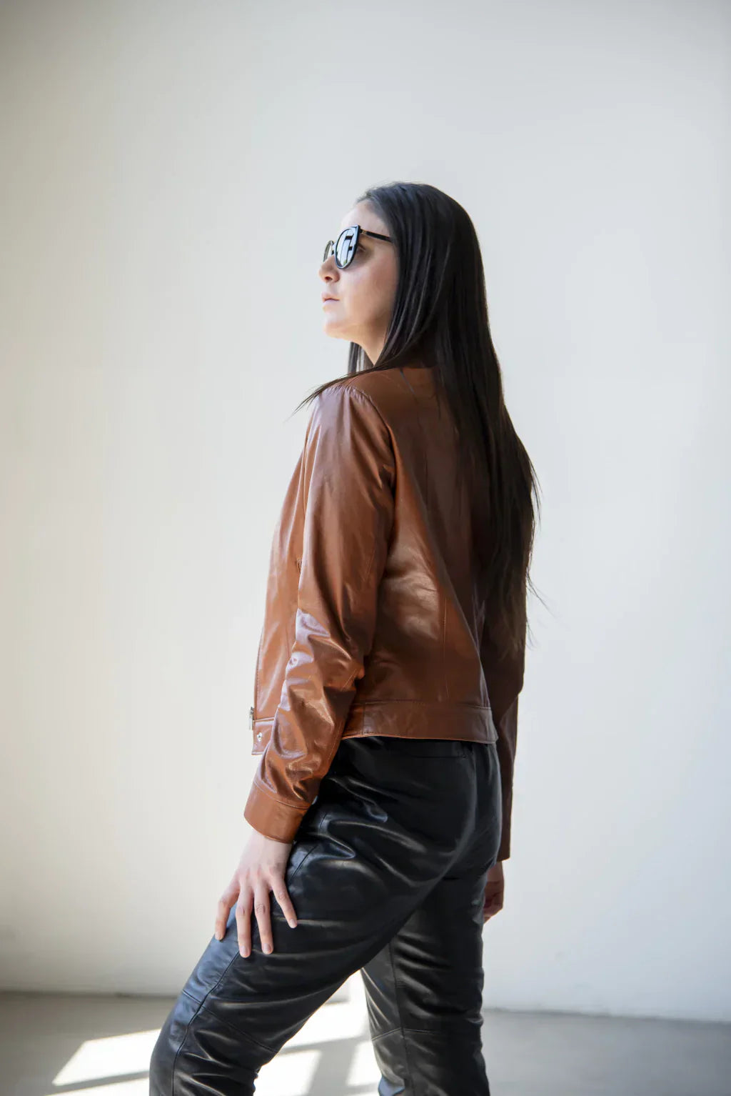 Brown Women's Biker Leather Jacket