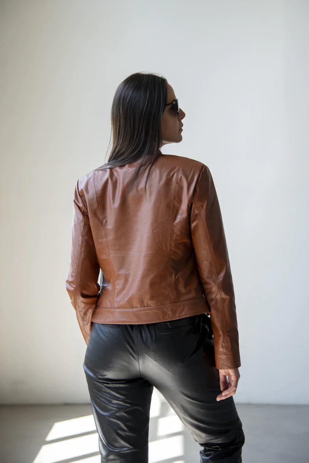 Brown Women's Biker Leather Jacket