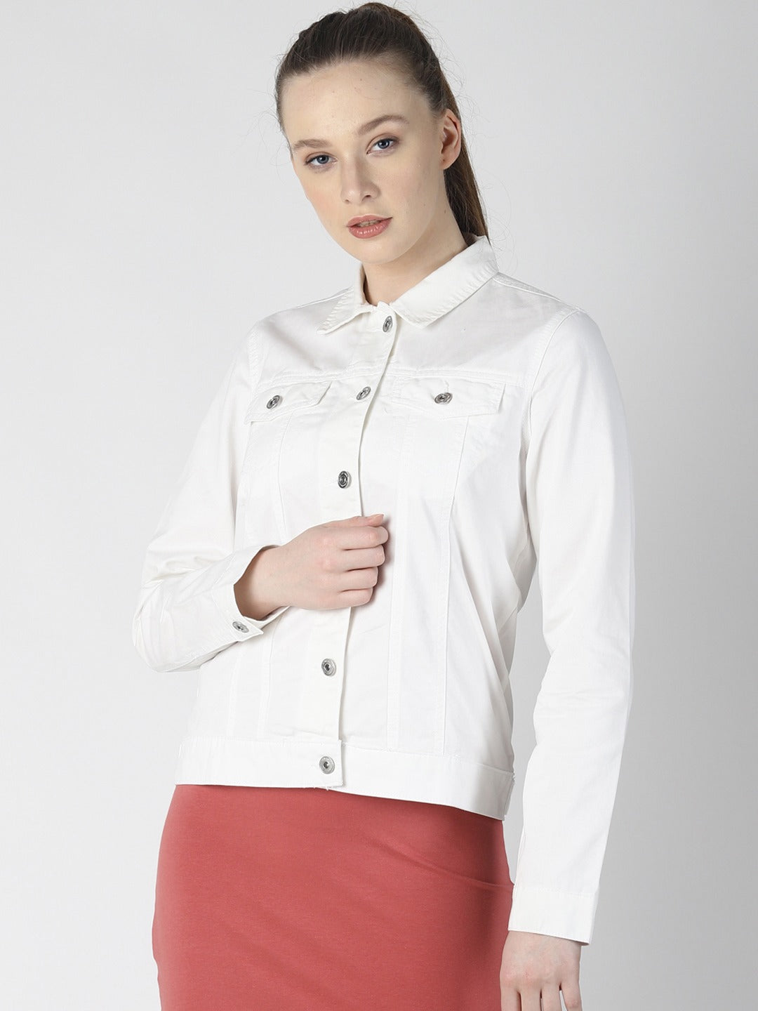 Harchiz Women’s White Solid Jacket – Fresh, Chic & Perfectly Polished