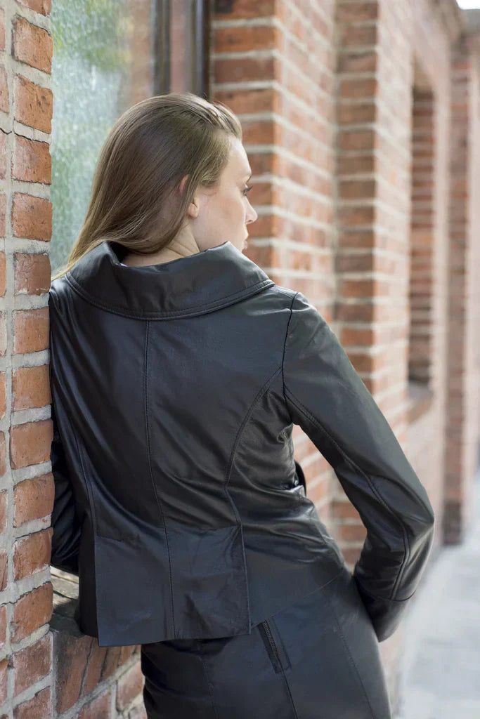 Ace Crop Leather Blazer For Women