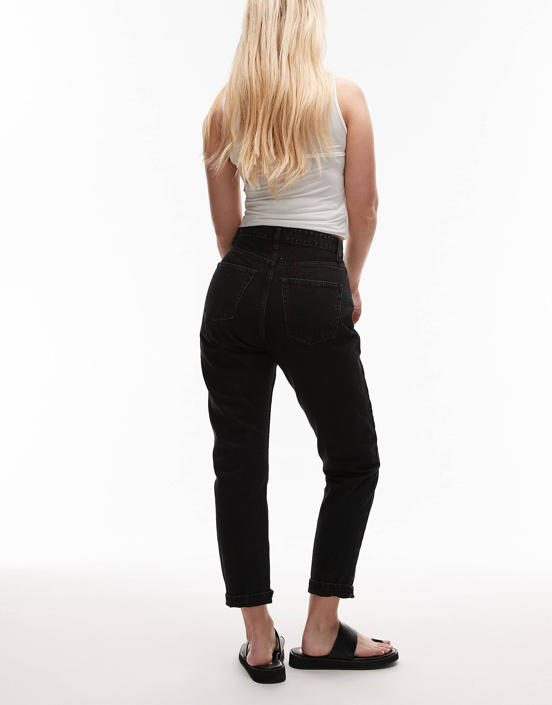 Mom Jeans in Washed Black – High-Waist Relaxed Fit Denim for Women in Pakistan | DOCACCA