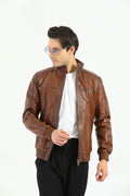 HARCHIZ Ruslin Brown Leather Jacket For Men's