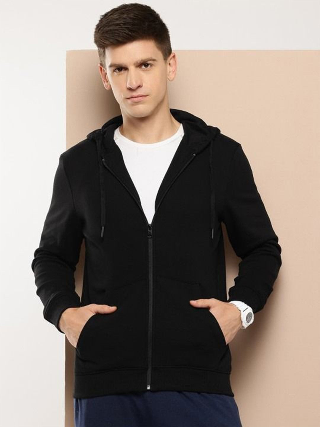 Men Black Relaxed Fit Hoodie – Comfortable Cotton Sweatshirt for Everyday Wear in Pakistan | HARCHIZ