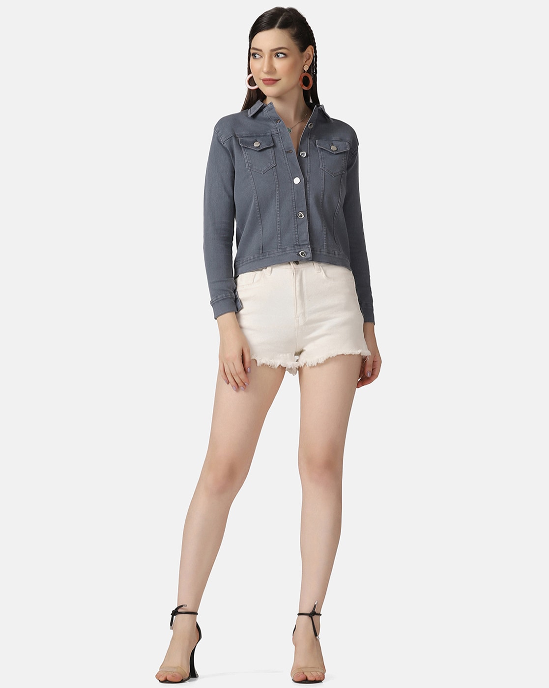 Harchiz Women Grey Denim Jacket – Sleek, Versatile & Timeless Style
