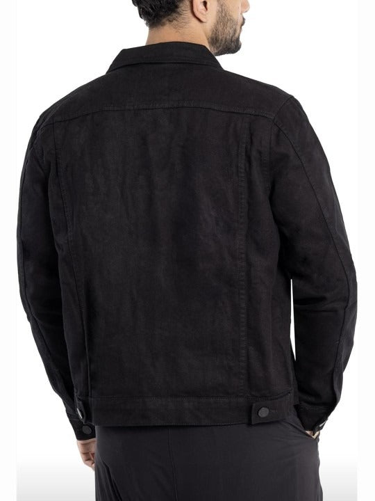 Men’s Spread Collar Solid Casual Denim Jacket – Classic Pakistani Streetwear by HARCHIZ