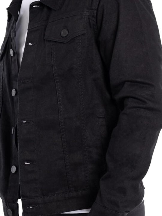 Men’s Spread Collar Solid Casual Denim Jacket – Classic Pakistani Streetwear by HARCHIZ