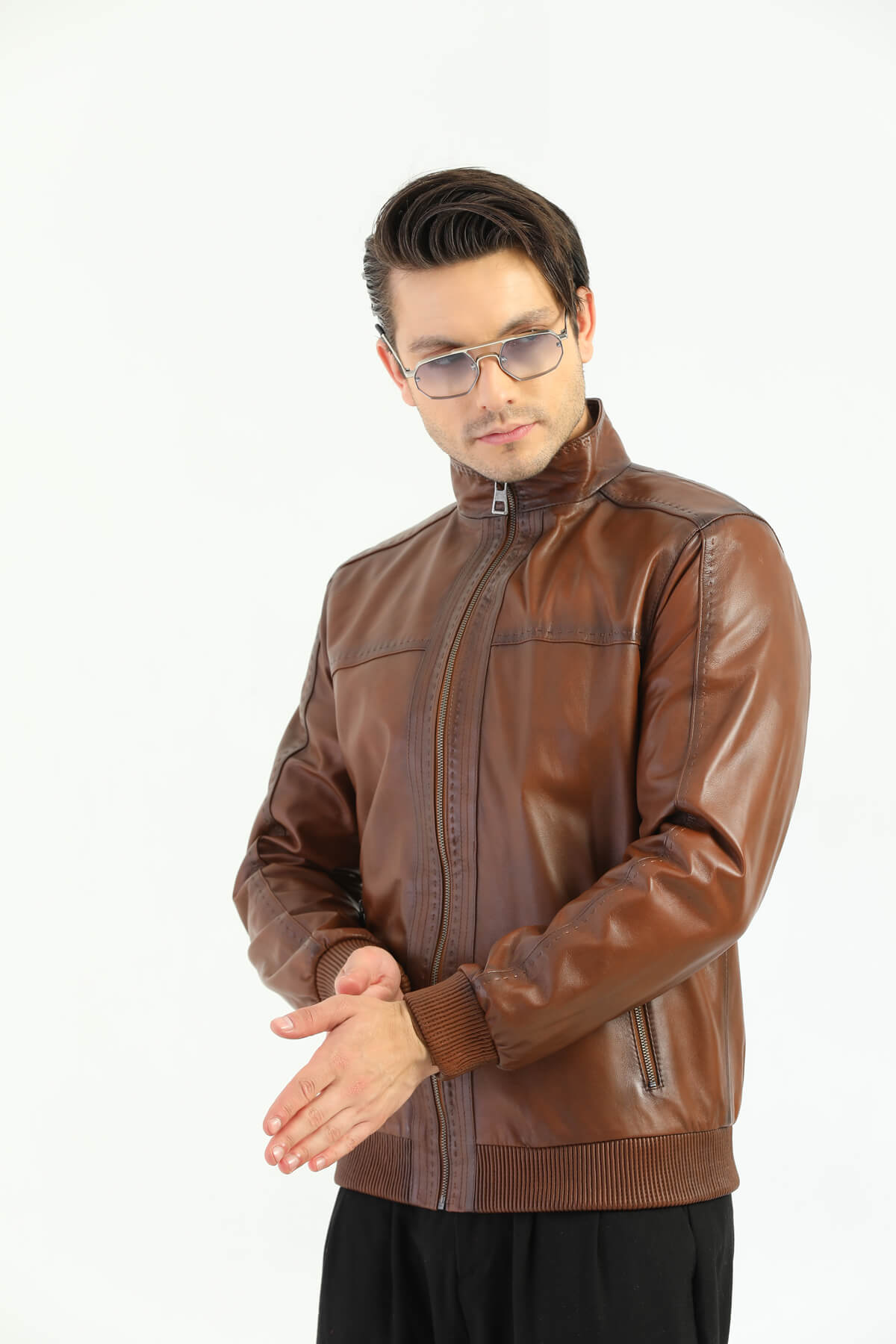 Ace Ruslin Brown Leather Jacket For Men's