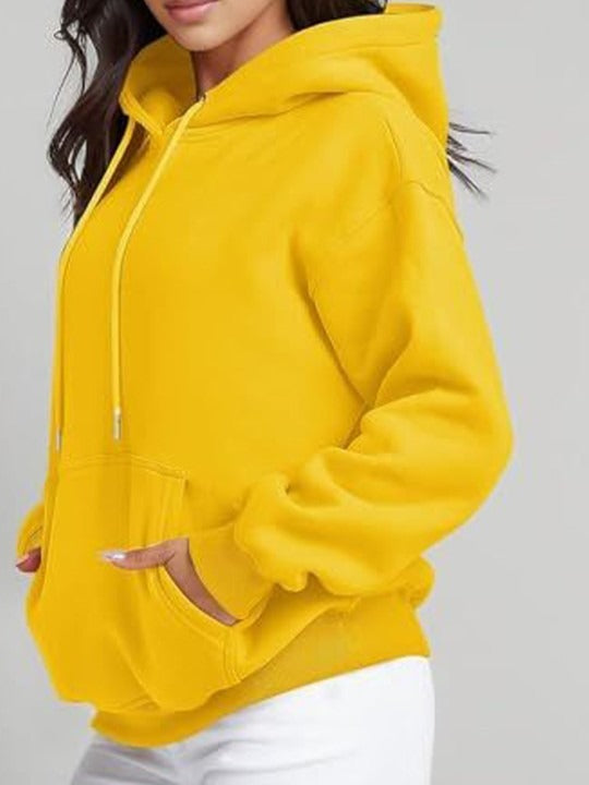 Women Graphic Printed Hooded Cotton Yellow Hoodie – Trendy Winter Hoodie for Girls in Pakistan