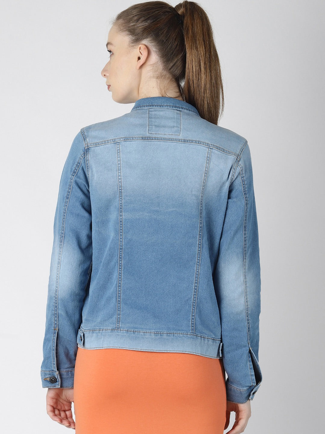 Harchiz Women’s Blue Solid Jacket – Elegant Everyday Denim Charm
