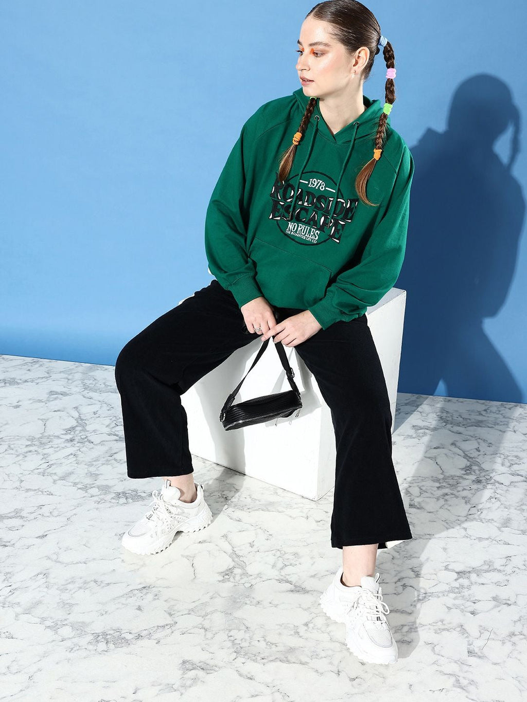 The Life Co. Embroidered Hooded Olive Green Hoodie for Women – Stylish Winter Wear in Pakistan | HARCHIZ