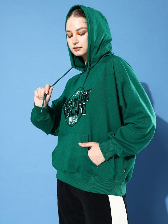 The Life Co. Embroidered Hooded Olive Green Hoodie for Women – Stylish Winter Wear in Pakistan | HARCHIZ