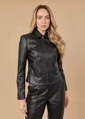 Black Women's Genuine Leather Jacket