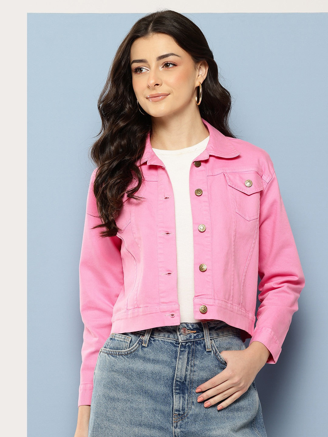 Women Crop Denim Jacket – Trendy Short Denim Layer for Everyday Pakistani Fashion | HARCHIZ