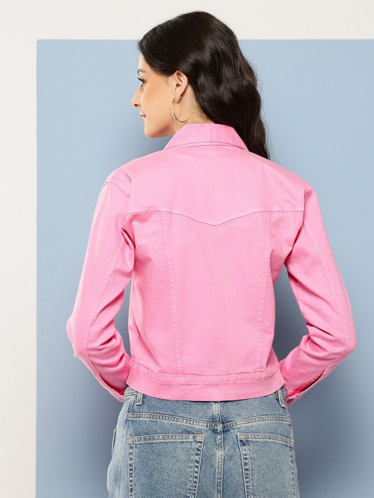 Women Crop Denim Jacket – Trendy Short Denim Layer for Everyday Pakistani Fashion | HARCHIZ