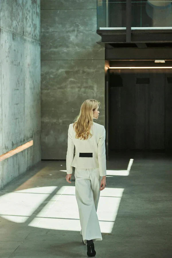 Ace White Blazer with Double Pocket