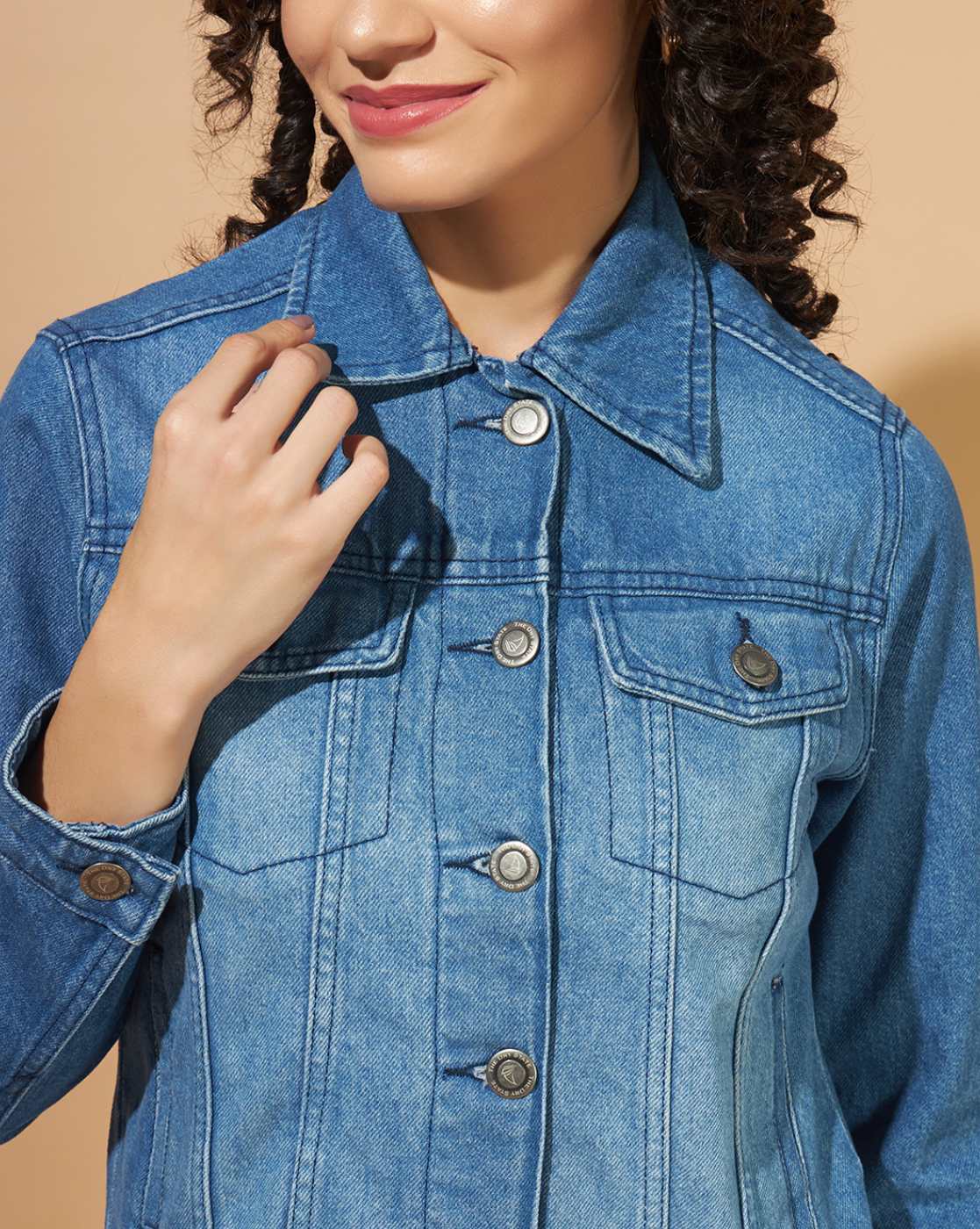 Harchiz Women Light Blue Denim Jacket – Classic Elegance for Every Occasion