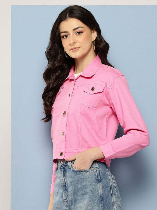 Women Crop Denim Jacket – Trendy Short Denim Layer for Everyday Pakistani Fashion | HARCHIZ