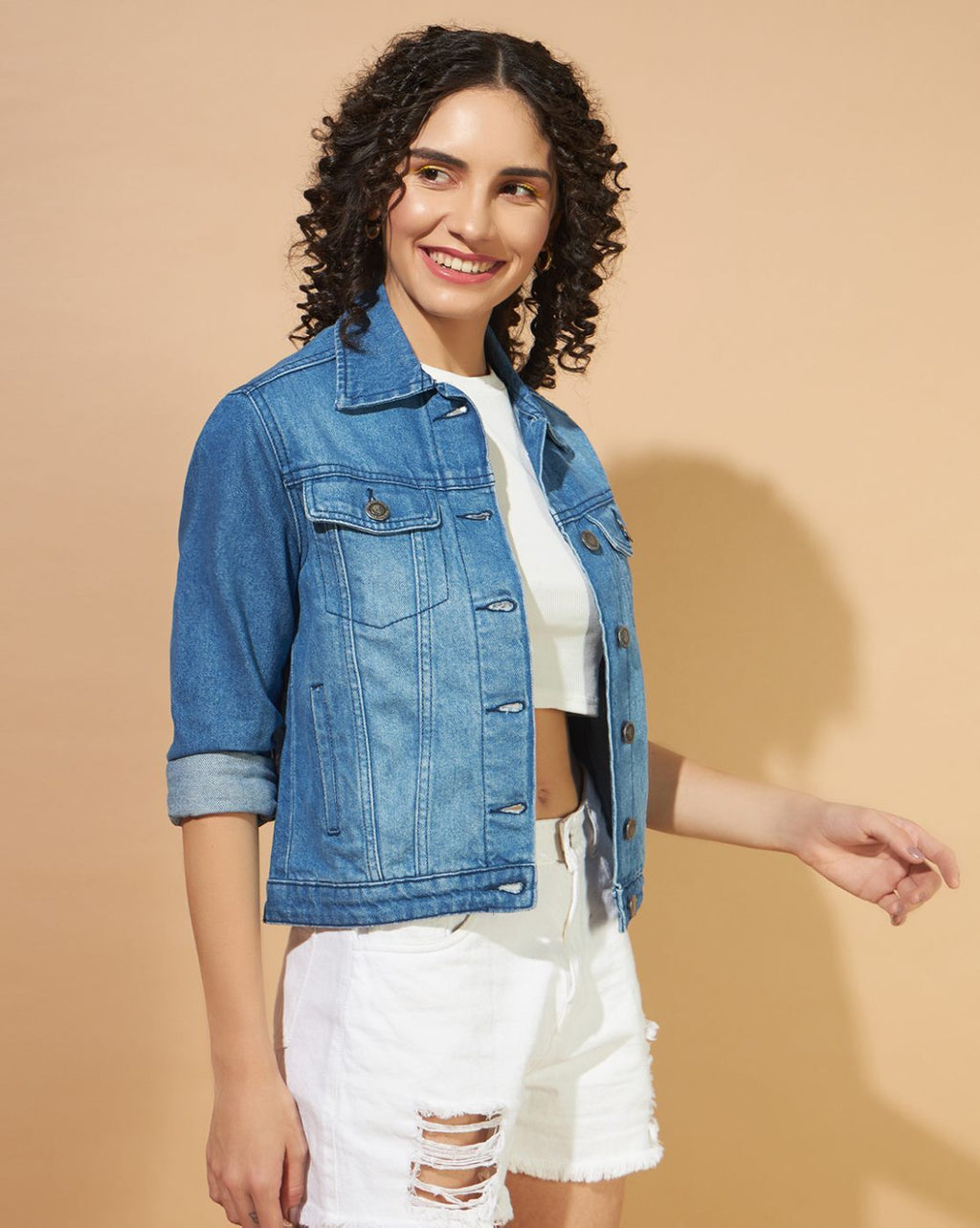 Harchiz Women Light Blue Denim Jacket – Classic Elegance for Every Occasion