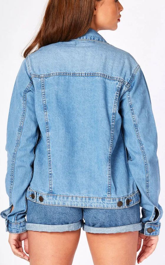 Harchiz Women Light Blue Solid Casual Jacket