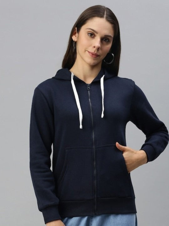Women Navy Blue Hooded Zipper – Stylish Cotton Hoodie for Everyday Comfort in Pakistan | HARCHIZ
