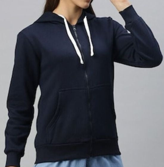 Women Navy Blue Hooded Zipper – Stylish Cotton Hoodie for Everyday Comfort in Pakistan | HARCHIZ